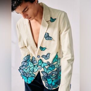 NEW Perte d’ego Le Morpho Hand Embroidered Butterfly Blazer Size XL Men’s